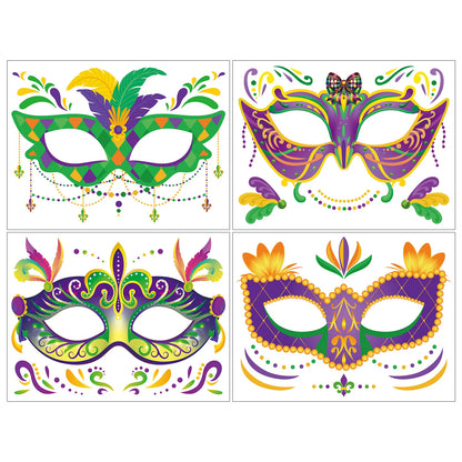 Kit Máscara de Carnaval com/ tatuagem adesivos 3 peças de enfeites de madeira carnaval