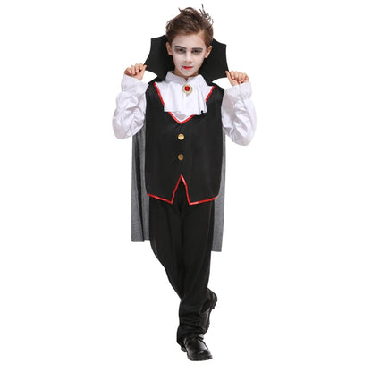 Fantasia Infantil Vampiro Drácula Criança Halloween Vestido Roupa