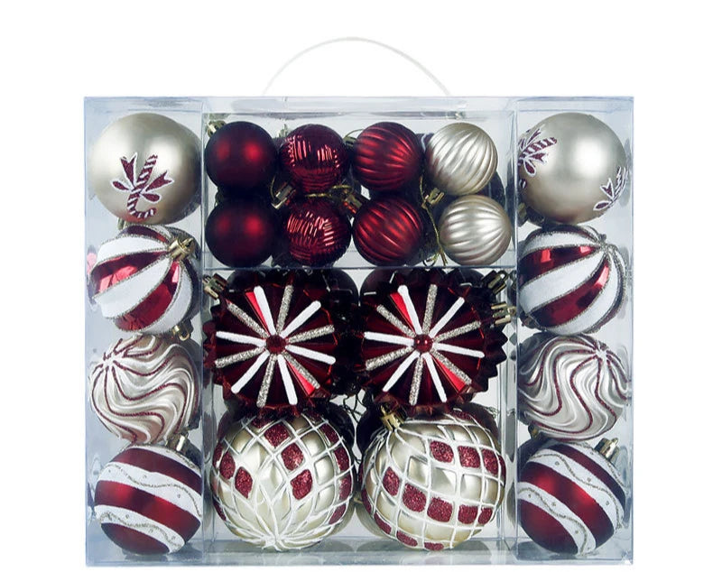 Bola de Natal 48 Peças de Enfeites de Bolas de Natal Criativos Vermelho Estilo Retrô