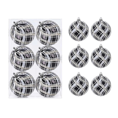 Bolas Natal Preto Branco Decoração de Natal Decorativa de 6 cm/6 Peças ou 8 cm/6 Peça