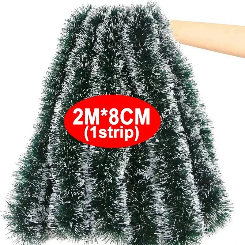 Guirlanda de Natal artificial (Verde/Comprido) Kit 10 Festão Grosso Verde Nevado 2mX20cm