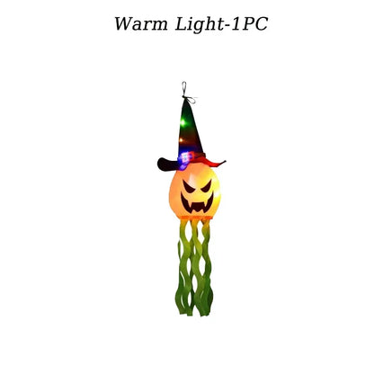 10 Peças de decoração suspensa de Halloween, chapéus de bruxa fantasma iluminados