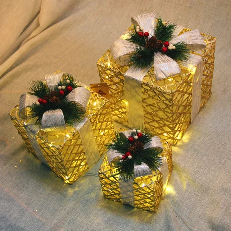 Caixas de presente, decorações de Natal, conjunto de 3 caixas vermelhas festa e feriado