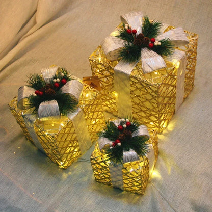 Caixas de presente, decorações de Natal, conjunto de 3 caixas vermelhas festa e feriado