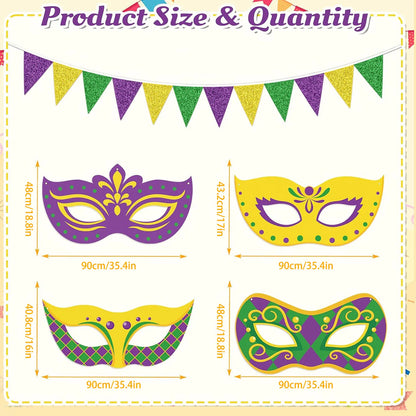 Máscara Carnaval Decorativo Temático de Carnaval Carnaval Bandeirolas Coloridas Bandeirinhas Triangulares