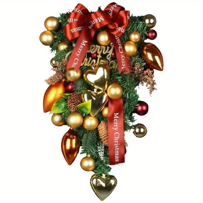 Guirlanda de porta de guirlanda artificial e porta de cabeça para baixo, árvore artificial