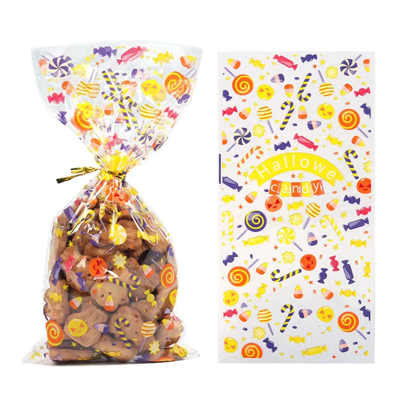 Sacolas de Celofane de Halloween, 50 Peças de Doces ou Travessuras Torções Halloween