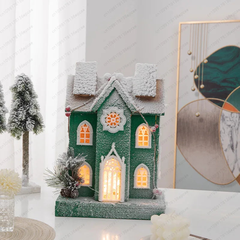 Casa Rústica Natal em Madeira Vila Natalina Led Pilha 51cm*11cm*1000cm