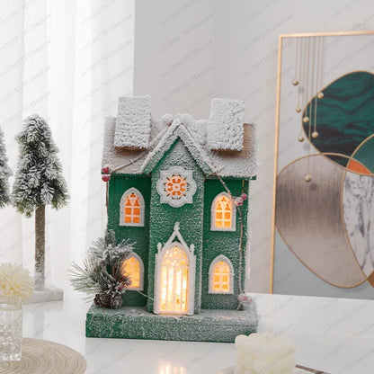Casa Rústica Natal em Madeira Vila Natalina Led Pilha 51cm*11cm*1000cm