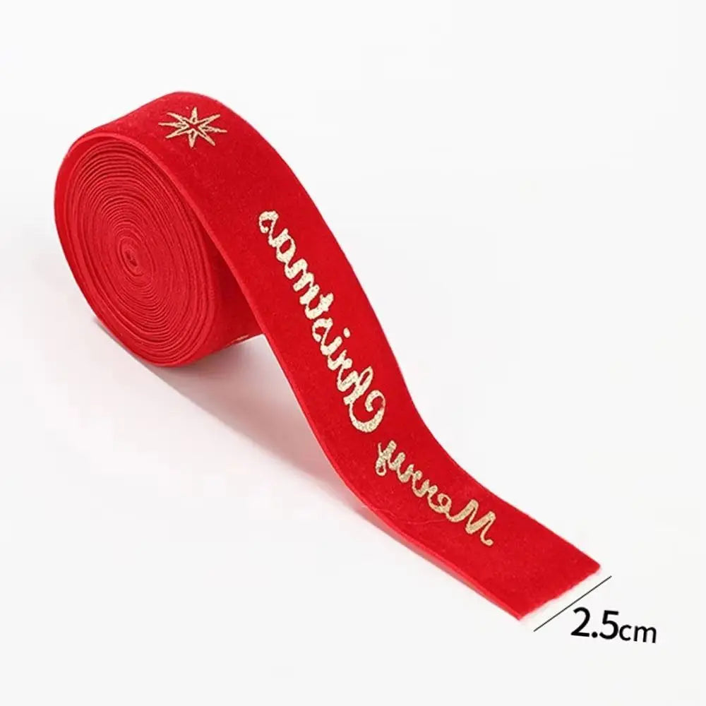 Fita de Natal de Veludo com Estampa de Estrela de Cetim e Seda de 2.5cm*5 Metros