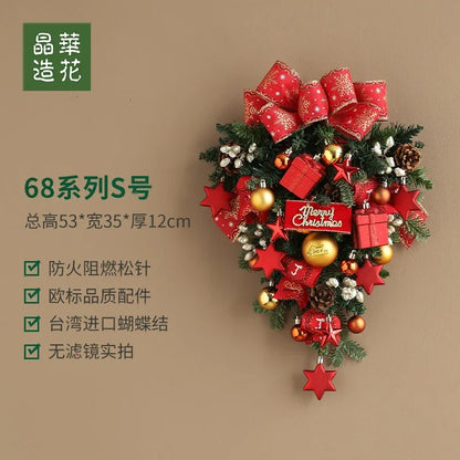 Guirlanda de Natal Nevada com Bolas Vermelhas, Pinhas e Azevinhos - Decoração Natalina