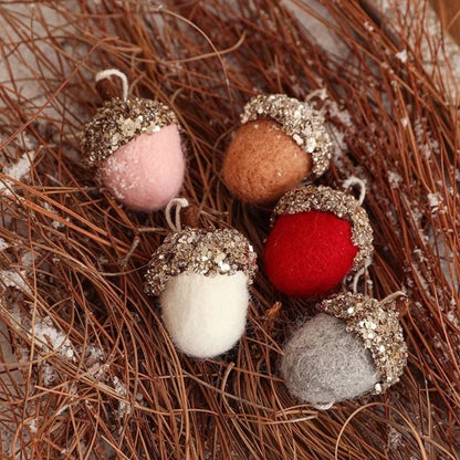 Enfeites de bolinha de feltro pendurado no outono, 1 peças, guirlanda de bolota feltro Natal