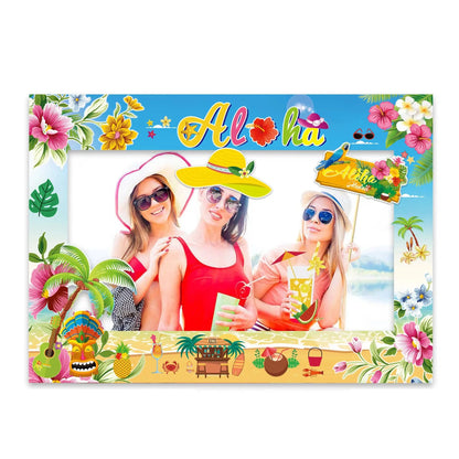 Moldura para Fotos (ou Adereço de Selfie) com Tema Havaiano/Tropical ("Aloha"), Feita de Papel ou Cartolina