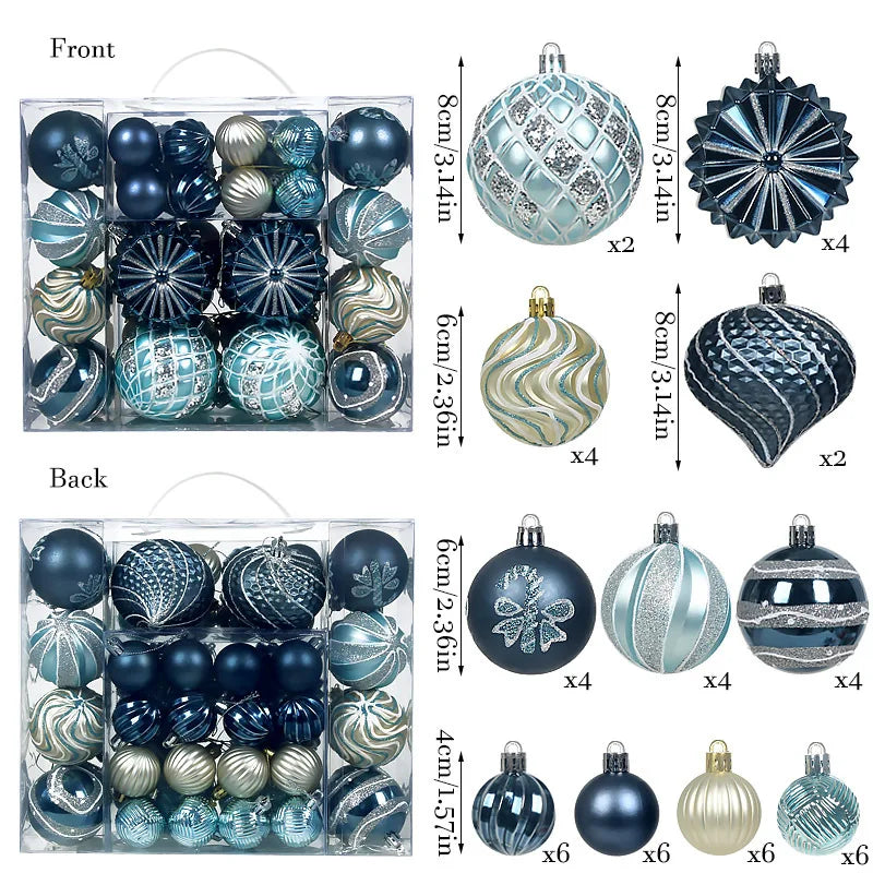 Bola de Natal 48 Peças de Enfeites de Bolas de Natal Criativos Vermelho Estilo Retrô