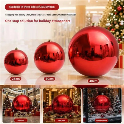 Bola de Natal Gigante Shopping 1 Peça de 25/30/40cm Grande Brilhante Bola Natal Vermelho