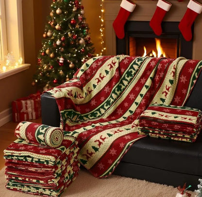 Cobertor de Natal para Presente de Mulher, Manta/Cobertor de Natal com Estampa de Renas e Árvores