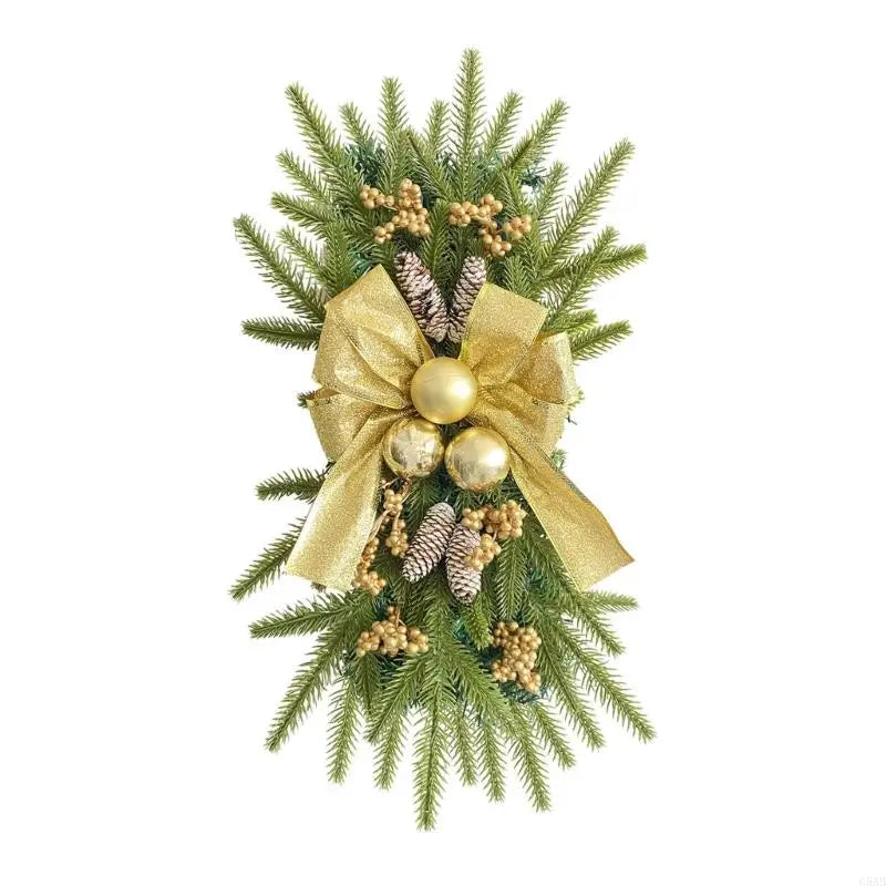 Guirlandas de Natal para corrimão de escada para porta da frente, guirlanda de LED