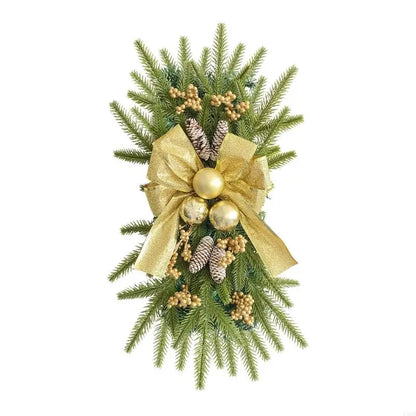 Guirlandas de Natal para corrimão de escada para porta da frente, guirlanda de LED