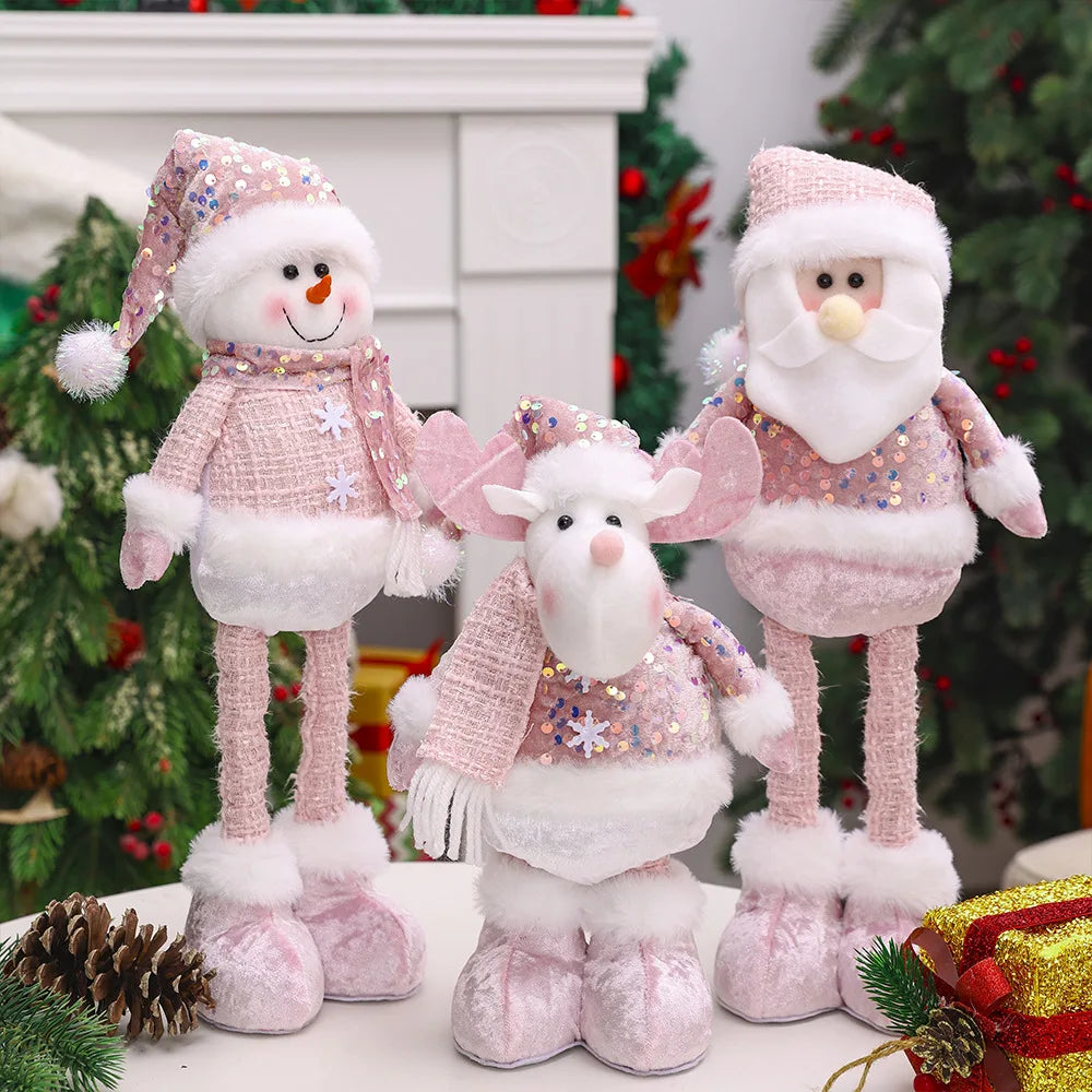 Boneco de Natal  Rosa Ornamentos Boneca De Pelúcia De Natal, Boneca De Pelúcia