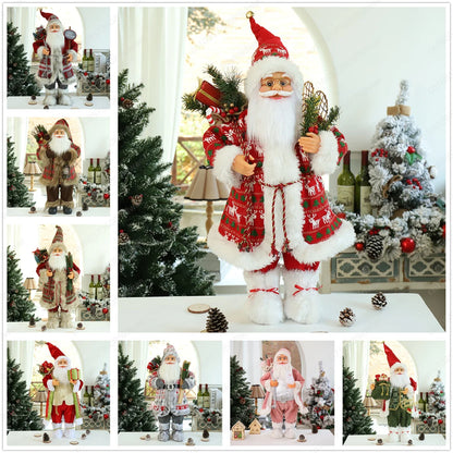Boneco Papai Noel Figura de Papai Noel Bonita em Pé, Colecionável, Boneca de Papai Noel para Mesa de Escritório, Lantejoulas Prateadas