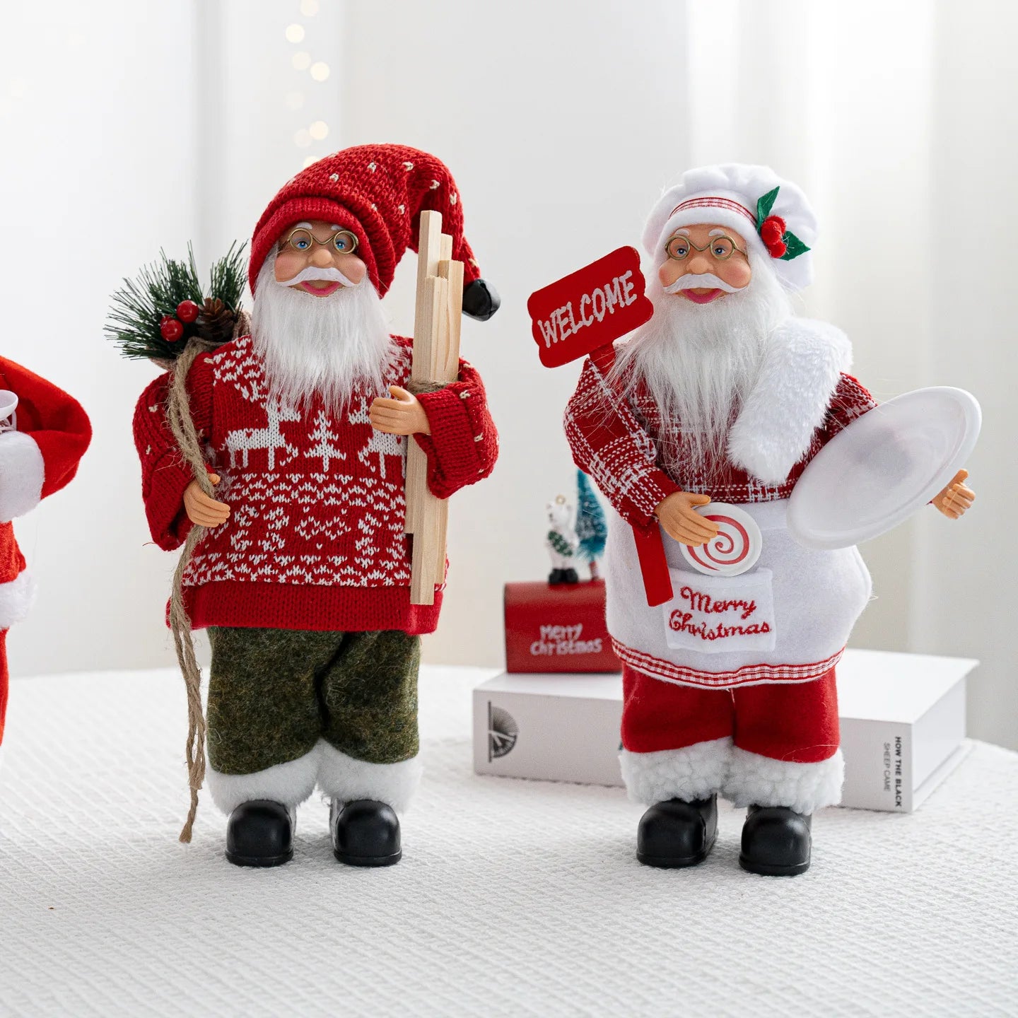 Boneco Papai Noel Lanterna Vermelho decoração de mesa de papai Noel de 30CM*11.81