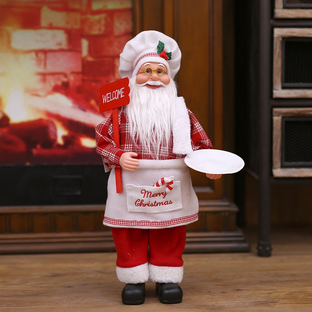 Boneco Natal Papai Noel Cozinheiro Padeiro Chef Em Tecido 48cm