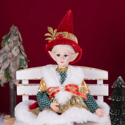 Elfo de Natal, 38cm Macios e Adoráveis Enfeites de Árvore de Natal de Elfos para Árvore de Natal