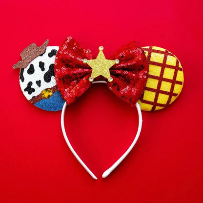 Tiaras Acessórios Disney orelha de rato com laço brilhante, Lantejoula de dupla celebração