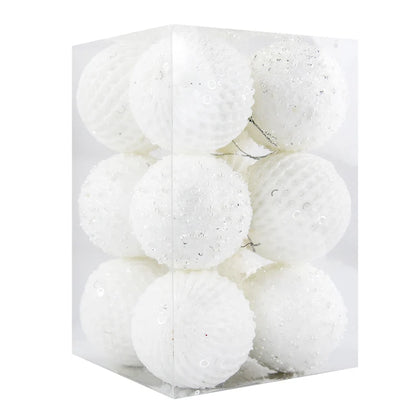 Bola de Natal 12 Peças enfeites natalinos pendurados para uso interno e celebrações, Ouro