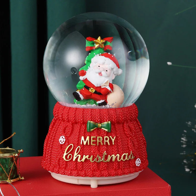 Globo de Neve de Natal, Bola de Cristal Iluminada, Enfeites de Bola de Vidro, Decorações