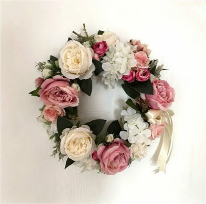 Guirlanda de flores de algodão seco, guirlanda de Natal, pingente de porta, decoração