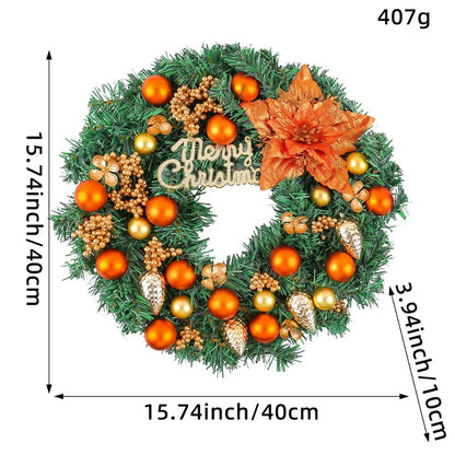 Guirlanda de Natal artificial e guirlanda de natal com flocos de Neve, coroa de 40CM