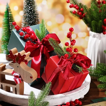 Galhos de Plástico com Bagas Pacote com 30 Decorações de Árvore Natal, Hastes Artificiais