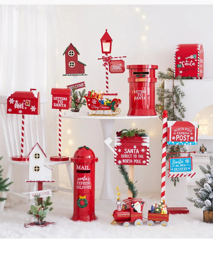 Caixa de correios pirulito estátua de caixa de correio de natal decorações natal decoração
