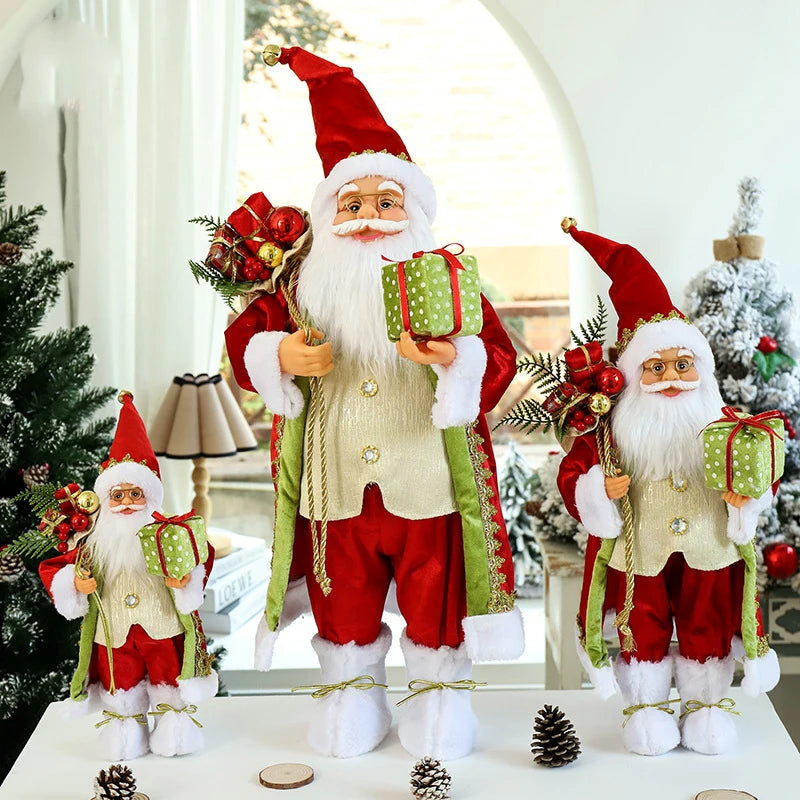Boneco de Papai Noel em pé, enfeite de Natal para festa de Natal, lareira e férias 40cm