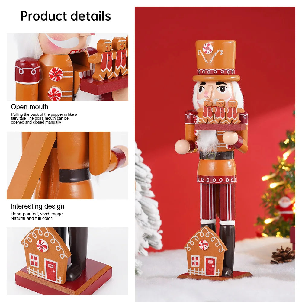 Quebra-nozes de madeira | Decoração tradicional de quebra-nozes de gengibre de madeira