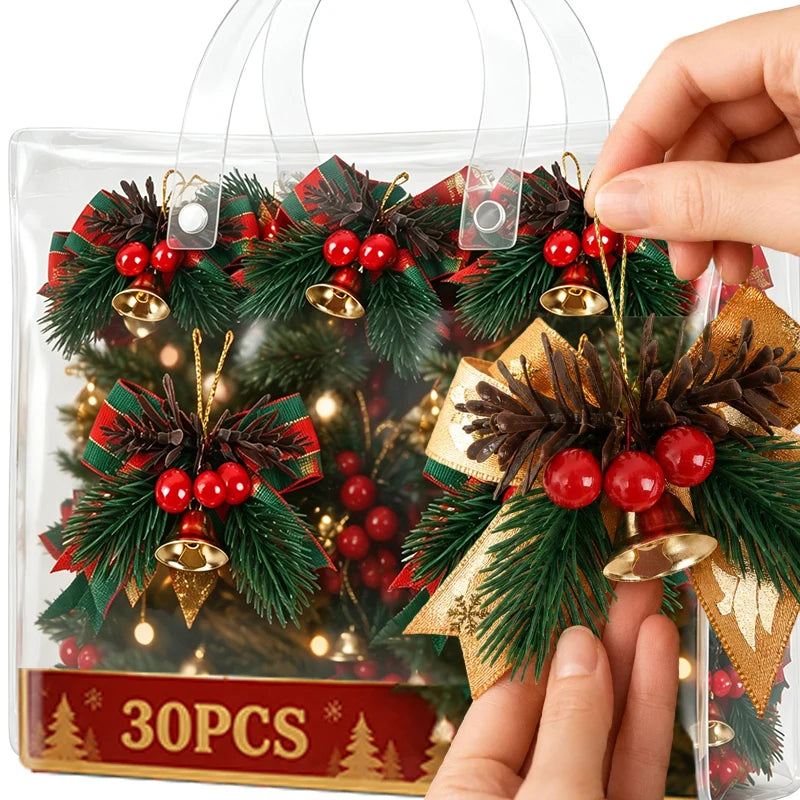 Sinos Mini Patrióticos de Natal para Porta e Árvore Sino de Natal dourado e Vermelho