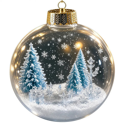 Bola de Natal Acrílica Transparente Iluminada (com Cerca de 8cm a 10cm), Enfeite de Natal Tipo Bola de Natal