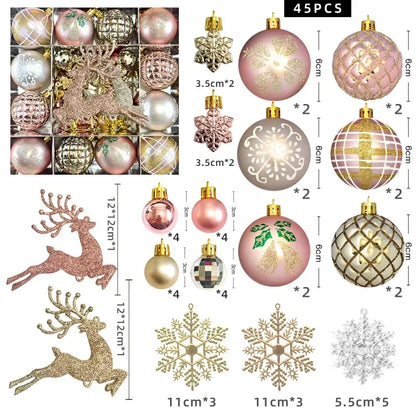 Bola de Natal Conjunto de 45 Peças de Enfeites de Bola de Natal Enfeites de Natal Variados