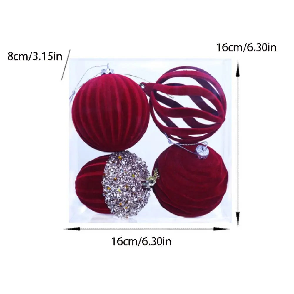 Bola de Natal Enfeites de Bolas de Natal de Veludo 4 Peças Decorativos / Tamanho: 16x8cm