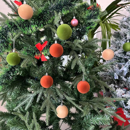 Enfeites de Natal de veludo | Bolas decorativas redondas de 12 peças | Decorações árvore