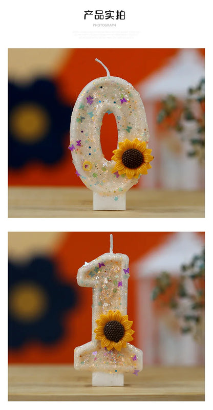 Velas Aniversário 5, Velas de Aniversário Girassol Números Meninas, Vela Brilhante 5 e Velas