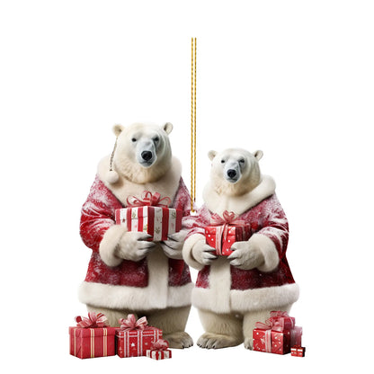 Nature Vibe 12,6 polegadas Sisal urso polar mãe e bebê decorações de Natal