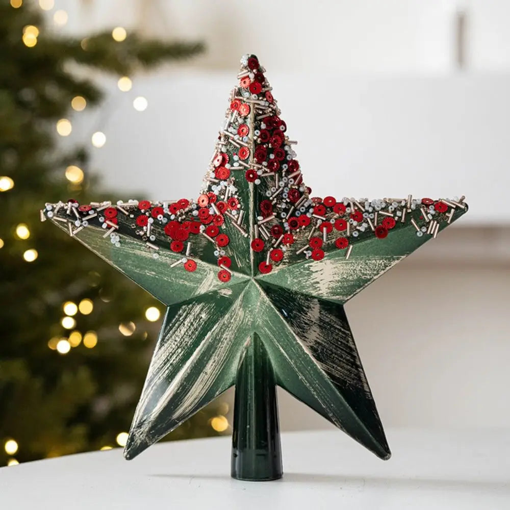 Ponteira Estrela de Natal Enfeite de árvore estrelada com glitter de 20CM*60g - champanhe