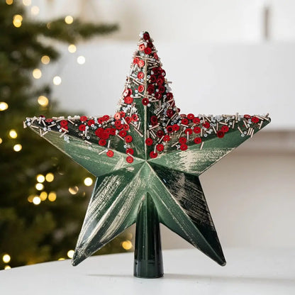 Ponteira Estrela de Natal Enfeite de árvore estrelada com glitter de 20CM*60g - champanhe