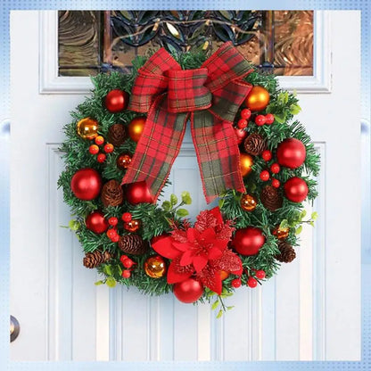 Guirlanda de Natal Ornamento da porta da frente, guirlanda de Natal artificial feliz Natal