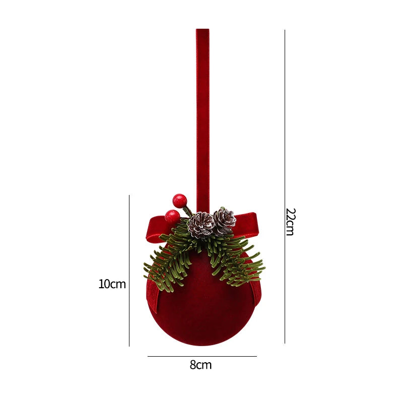 Enfeites Aveludados Vermelhos (Vinho/Borgonha) com Detalhes Brilhantes Inclui Pingentes Borboleta