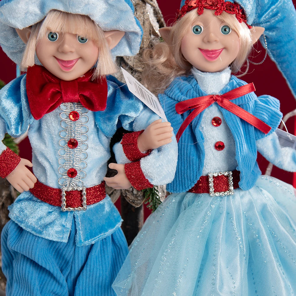 Elfos de Natal, conjunto de 2 bonecos de Elfo Vermelho e Branco, festa de Natal