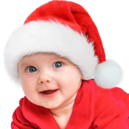 Gorro de Natal Veludo Papai Noel 28x38cm, Touca de Natal Papai Noel Veludo Vermelho e Branco