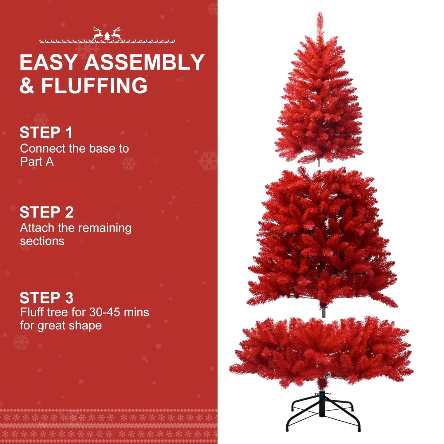 Árvore de Natal vermelha artificial, árvore de Natal Vermelho verdade, árvore fina artificial